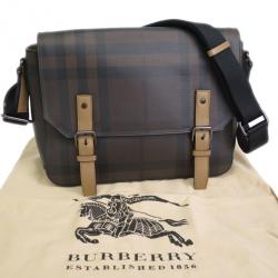 مملوكة مسبقًا Burberry Brown Leather Novacheck Crossbody