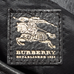 Pre Owned Burberry Black/Beige House Check Canvas and Leather Brook Hobo