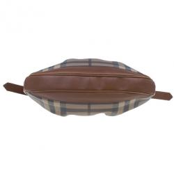 Pre Owned Burberry Embossed Smoked Check Coated Canvas Medium Brooklyn Hobo