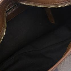 Pre Owned Burberry Embossed Smoked Check Coated Canvas Medium Brooklyn Hobo