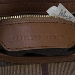 Pre Owned Burberry Embossed Smoked Check Coated Canvas Medium Brooklyn Hobo