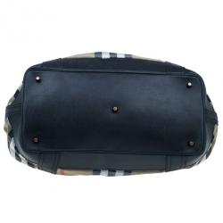 Pre Owned Burberry Black Leather Bridle House Check Hobo