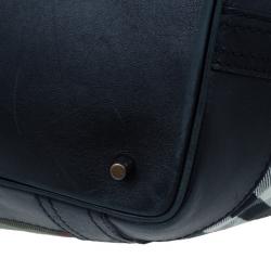 Pre Owned Burberry Black Leather Bridle House Check Hobo