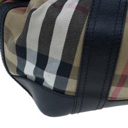 Pre Owned Burberry Black Leather Bridle House Check Hobo