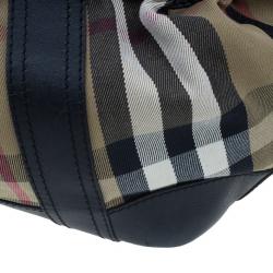 Pre Owned Burberry Black Leather Bridle House Check Hobo