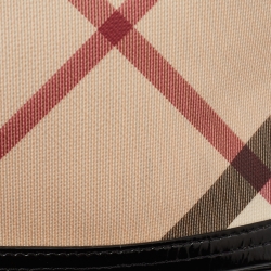Pre Owned Burberry Black/Beige Nova Check PVC and Patent Leather Mini Brooke Hobo