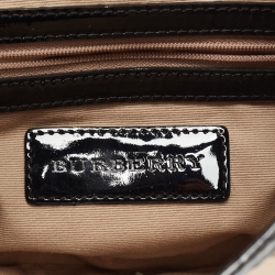 Pre Owned Burberry Black/Beige Nova Check PVC and Patent Leather Mini Brooke Hobo