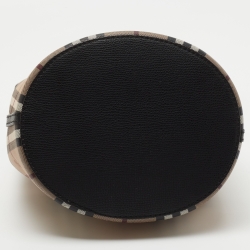 Pre Owned Burberry Bucket Beige Haymarket Check Coated Canvas and Leather Bucket Bag