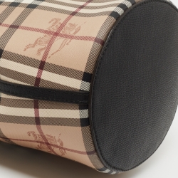 Pre Owned Burberry Bucket Beige Haymarket Check Coated Canvas and Leather Bucket Bag