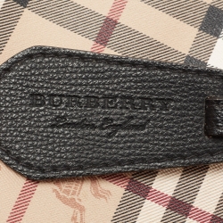 Pre Owned Burberry Bucket Beige Haymarket Check Coated Canvas and Leather Bucket Bag