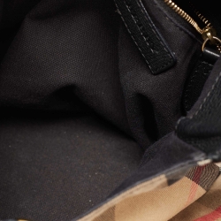 Pre Owned Burberry Black/Beige House Check Canvas and Leather Small Canterbury Tote