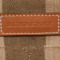 Pre Owned Burberry Brown/Multicolor Mega Check Canvas and Leather Medium Ashby Hobo