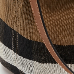 Pre Owned Burberry Brown/Multicolor Mega Check Canvas and Leather Medium Ashby Hobo
