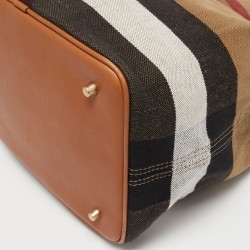 Pre Owned Burberry Brown/Multicolor Mega Check Canvas and Leather Medium Ashby Hobo