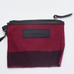 Pre Owned Burberry Maroon/Black Canvas and Leather Tassel Ashby Bucket Bag