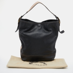 Pre Owned Burberry Black Leather Hobo