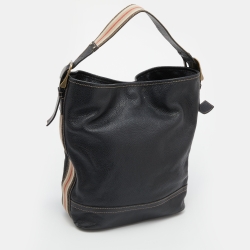 Pre Owned Burberry Black Leather Hobo