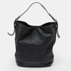Pre Owned Burberry Black Leather Hobo