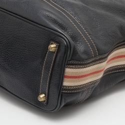 Pre Owned Burberry Black Leather Hobo