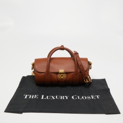 Pre Owned Burberry Tan Leather DK88 Barrel Bag