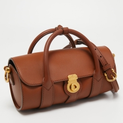 Pre Owned Burberry Tan Leather DK88 Barrel Bag