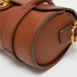 Pre Owned Burberry Tan Leather DK88 Barrel Bag