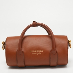 Pre Owned Burberry Tan Leather DK88 Barrel Bag