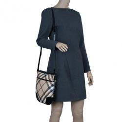 Pre Owned حقيبة كروس بربري نوفا كانفاس أسود مربعات