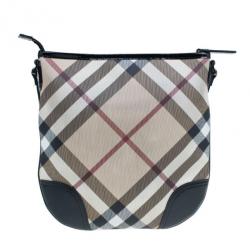 Pre Owned حقيبة كروس بربري نوفا كانفاس أسود مربعات