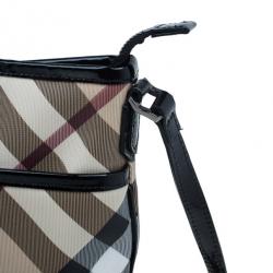 Pre Owned حقيبة كروس بربري نوفا كانفاس أسود مربعات