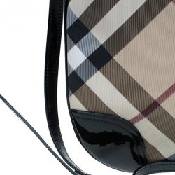 Pre Owned حقيبة كروس بربري نوفا كانفاس أسود مربعات