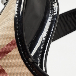 Pre Owned Burberry Black/Beige Nova Check PVC and Patent Leather Brooke Hobo