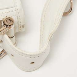 Pre Owned Burberry White Leather Buckle Handle Hobo