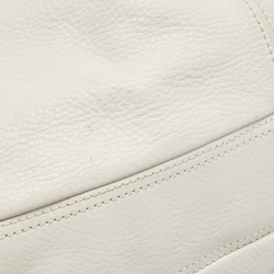 Pre Owned Burberry White Leather Buckle Handle Hobo