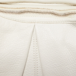Pre Owned Burberry White Leather Buckle Handle Hobo