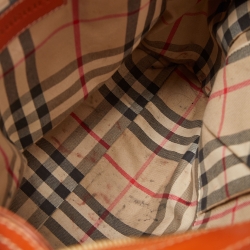 Pre Owned Burberry Orange Leather Honeywood Tote