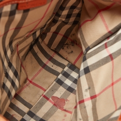 Pre Owned Burberry Orange Leather Honeywood Tote