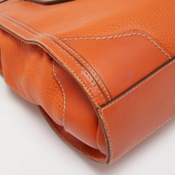 Pre Owned Burberry Orange Leather Honeywood Tote