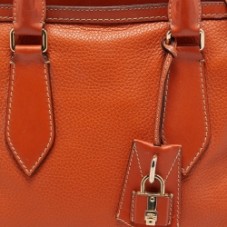 Pre Owned Burberry Orange Leather Honeywood Tote