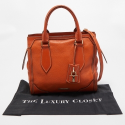 Pre Owned Burberry Orange Leather Honeywood Tote