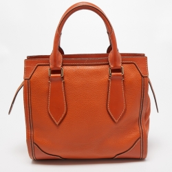 Pre Owned Burberry Orange Leather Honeywood Tote