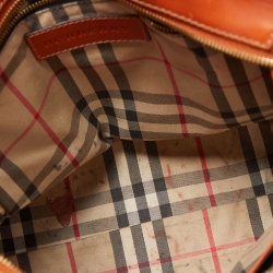 Pre Owned Burberry Orange Leather Honeywood Tote