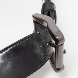 Pre Owned Burberry Black/Beige Nova Check PVC and Patent Leather Brooke Hobo