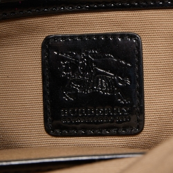 Pre Owned Burberry Black/Beige Nova Check PVC and Patent Leather Brooke Hobo