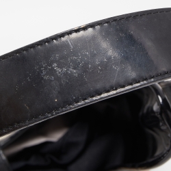 Pre Owned Burberry Black/Beige Nova Check PVC and Patent Leather Brooke Hobo