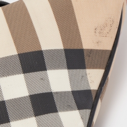 Pre Owned Burberry Black/Beige Nova Check PVC and Patent Leather Brooke Hobo