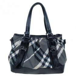 Pre Owned حقيبة يد توت بربري لوري بيت تشك ناليون سوداء متوسطة