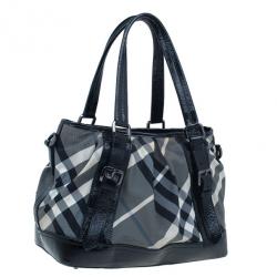 Pre Owned حقيبة يد توت بربري لوري بيت تشك ناليون سوداء متوسطة