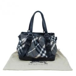 Pre Owned حقيبة يد توت بربري لوري بيت تشك ناليون سوداء متوسطة