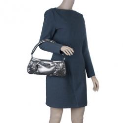 مملوكة مسبقًا Burberry Silver Metallic Calfskin Mini Sling Bag